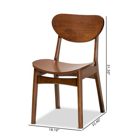 Baxton Studio Katya Mid-Century Modern Walnut Brown Finished Wood 2-Piece Dining Chair Set 183-11637-Zoro